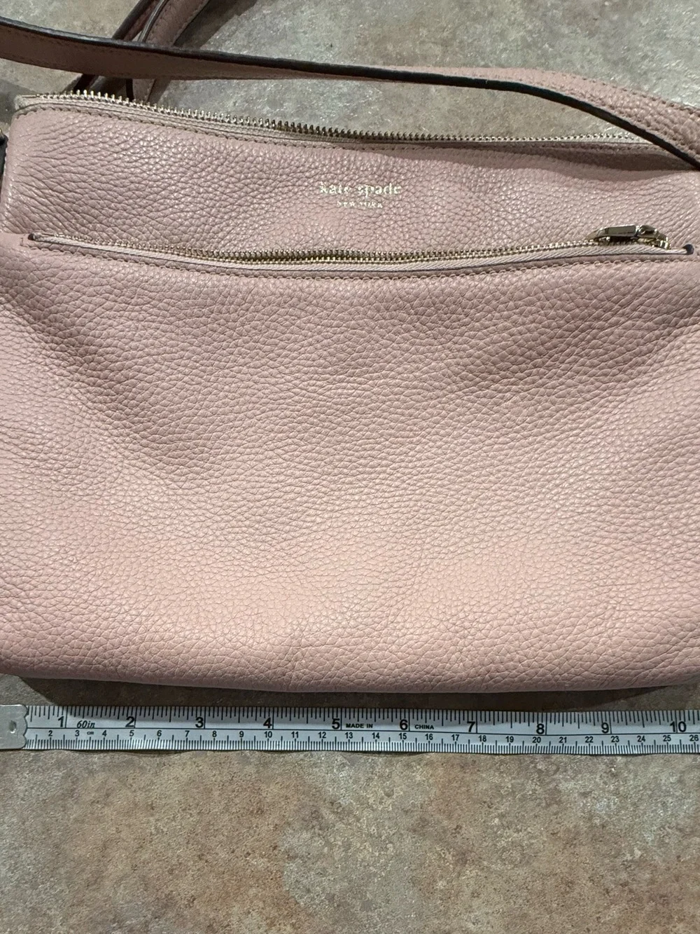 kate spade Blush Pink Leather Crossbody Bag with Front Zip Pocket